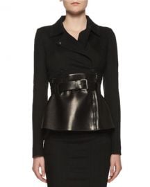 TOM FORD Belted Leather Peplum Wrap Jacket   Neiman Marcus at Neiman Marcus